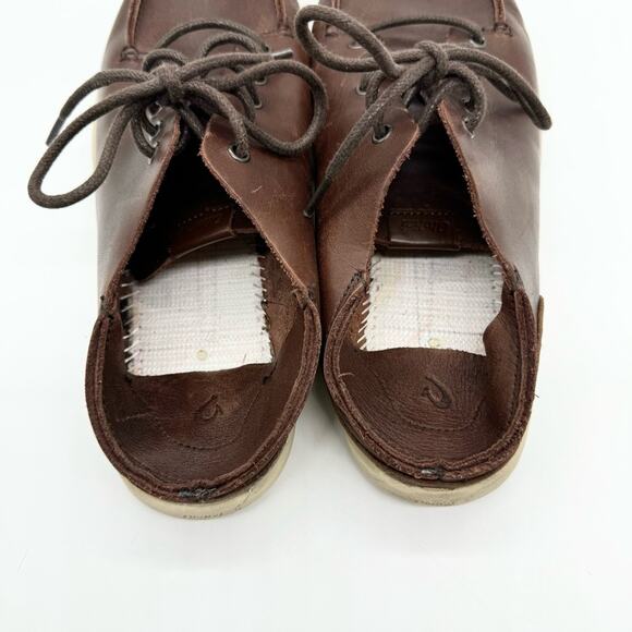 OluKai Nalukai Men's Leather Lace Up Slip On Shoe In Kona Coffee/Tapa Size 8.5 - Picture 10 of 13